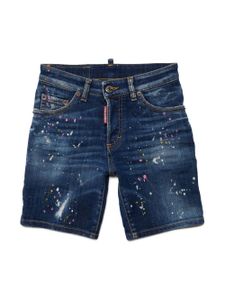 DSQUARED2 KIDS short en jean à effet taches de peinture - Bleu