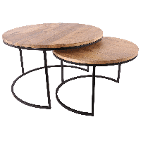 Set van 2 tafels Helsingborg 30044 mat zwart + mangohout