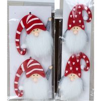 Kersthangers - gnomes/kabouters - 4x st- vilt -7 cm - kerstornamenten - thumbnail