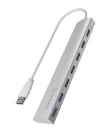 Icy Box IB-AC6701 7-voudige USB 3.0 hub met geïntegreerde USB-kabel en aluminium behuizing (incl. 5 V / 4 A stroomadapter) zilver