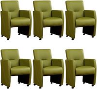 Set van 6 Groene leren moderne eetkamerfauteuils Pleasure - Toledo Leer Apple Green (groen leer)