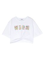 MSGM Kids t-shirt en coton à logo à fleurs - Blanc