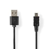 Nedis USB-kabel - USB 2.0 - USB-A stekker - USB Micro B 5-pin vrouwelijk - 480 Mbps - Vernikkeld - 2,00 m - rond - PVC - zwart - label
