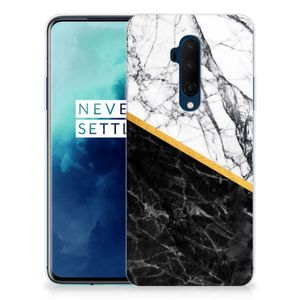 OnePlus 7T Pro TPU Siliconen Hoesje Marmer Wit Zwart - Origineel Cadeau Man