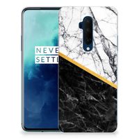 OnePlus 7T Pro TPU Siliconen Hoesje Marmer Wit Zwart - Origineel Cadeau Man - thumbnail