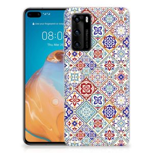 Huawei P40 TPU Siliconen Hoesje Tiles Color