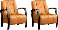 Set van 2 Cognac leren industriële stalen fauteuils Glamour - Vintage Leer Cognac (cognac leer) - thumbnail