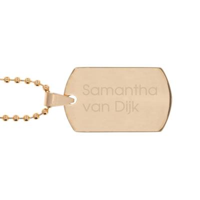 Goudkleurig naamplaatje incl. ketting