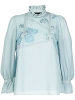 SHIATZY CHEN blouse à fleurs appliquées - Bleu - thumbnail