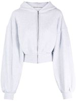 Alexander Wang hoodie crop à fermeture zippée - Gris