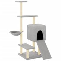 vidaXL Kattenmeubel met sisal krabpalen 130,5 cm lichtgrijs, kattenpaal, kattenboom, kattenkrabpaal, kattenhuis, kattenmeubel, kattenpalen