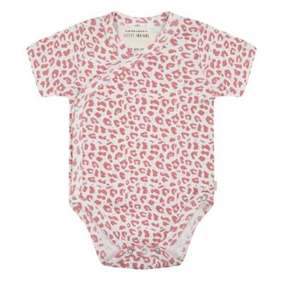 Little Indians romper Leopard meisjes katoen roze/wit maat 74