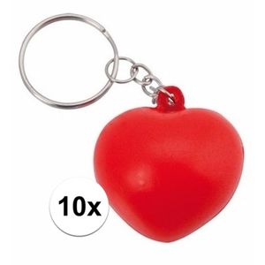 10x Anti-stress hartjes sleutelhanger   -