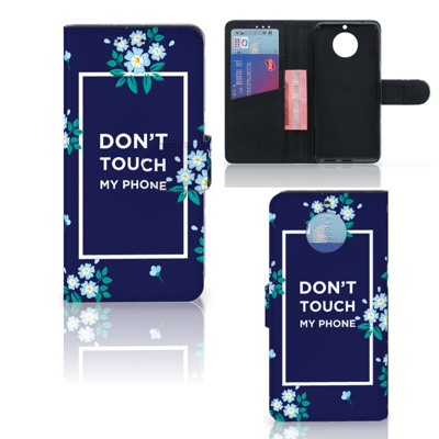 Moto G5S Portemonnee Hoesje Flowers Blue DTMP