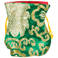 Brokaattasje Groen Gevoerd met Geel