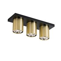 QAZQA - Moderne plafondspot zwart met goud 3-lichts - Tubo | Woonkamer | Slaapkamer | Keuken - Aluminium Langwerpig - GU10 Geschikt voor LED - Max. 3 x 15 Watt