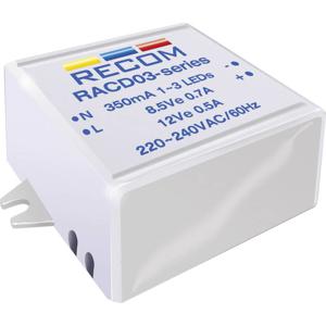 Recom Lighting RACD03-350 LED-constante-stroombron 3 W 350 mA 12 V/DC Voedingsspanning (max.): 264 V/AC