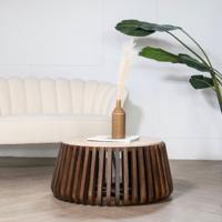 Salontafel Elisa Bruin Met Travertin Rond 70cm - Giga Meubel - thumbnail