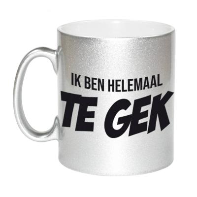 Ik ben helemaal te gek zilveren cadeau koffiemok / theebeker 330 ml - feest mokken