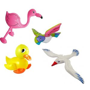 4 stuks Opblaasbare decoratie meeuw flamingo eend en papegaai   -