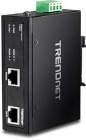 TRENDnet TI-IG30 geharde industriële gigabit PoE+ injector, DIN-rail, wandbevestiging, beschermingsklasse IP30, bevat DIN-rail en wandhouder