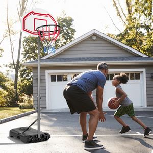 Basketbalring op Wielen In Hoogte Verstelbaar Basketbalsysteem met 2 Netten All-Weather Hoepelstandaard voor Buiten 160 - 210 cm