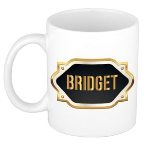 Bridget naam / voornaam kado beker / mok met goudkleurig embleem