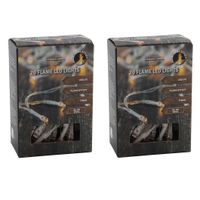 Set van 2x stuks kerstverlichting warm wit met vlam effect 20 lampjes 200 cm lichtsnoer met timer