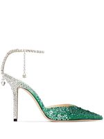 Jimmy Choo escarpins Saeda 100 mm à ornements en cristal - Vert - thumbnail