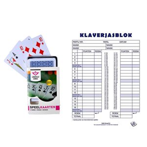 Scoreblok Klaverjassen spel 50 vellen met 2 pakjes speelkaarten