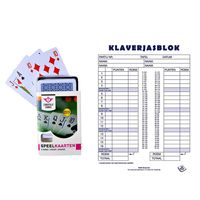 Scoreblok Klaverjassen spel 50 vellen met 2 pakjes speelkaarten - thumbnail