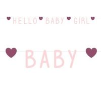 Letterslinger &apos;Hello Baby Girl&apos; Hartjes Roze (1,4m)