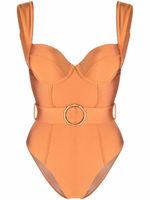 Noire Swimwear maillot de bain ceinturé - Orange