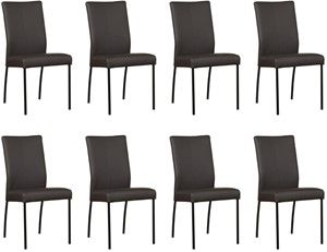 Set van 8 Donkerbruine leren moderne eetkamerstoelen Comfort - Toledo Leer Caffe (donkerbruin leer)