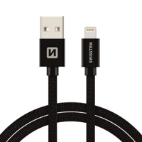 Swissten Lightning naar USB Kabel 1.2M Zwart - thumbnail