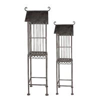 Clayre & Eef Vogelkooi Decoratie Set van 2 Grijs Metaal Vogelkooi voor Binnen