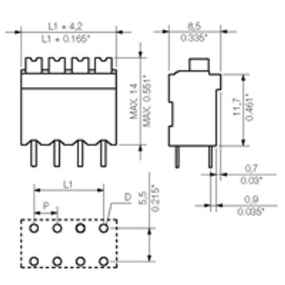 Weidmüller 1874300000 Veerkrachtklemblok 1.5 mm² Aantal polen 3 Zwart 175 stuk(s)