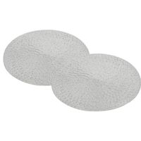 8x Ronde placemats/onderleggers zilver met glitter 38 cm