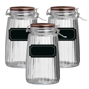 Weckpot/inmaakpot - 4x - 1.8L - glas - met beugelsluiting - incl. etiketten