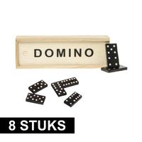 8x Domino spel in houten kistje