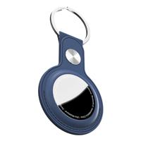 KeyBudz AirTag Sleutelhanger van leer, Apple AirTags hanger, beschermhoes met sleutelring, blauw
