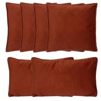 Bank/sierkussens huiskamer Sophia - set 6x stuks - Terracotta - polyester - met rits - 2 formaten - thumbnail