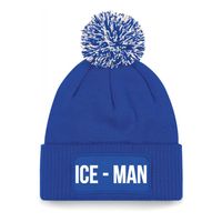 Ice-man muts met pompon - unisex - one size - blauw - apres-ski muts One size  - - thumbnail