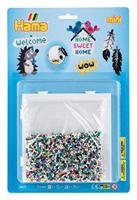 Hama Perlen 5617 Set hangers met ca. 5.000 kleurrijke mini-strijkkralen met een diameter van 2,5 mm, stiftplaat, incl. strijkpapier, creatief knutselplezier voor groot en klein