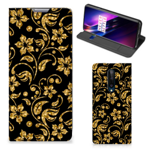 OnePlus 8 Smart Cover Gouden Bloemen