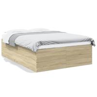 vidaXL Bedframe bewerkt hout sonoma eikenkleurig 140x200 cm, bed, bed ombouw, 2 persoonsbed, bedbodem, slaapkamermeubel, tweepersoonsbed