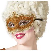 Verkleed gezichtsmasker Venetiaans - goud met glitters - volwassenen - Carnaval/gemaskerd bal