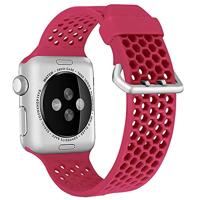 By Qubix - Bandje met gaatjes - Rood - Compatible met Apple Watch 38mm / 40mm / 41mm / 42mm - Compatible Apple watch bandjes