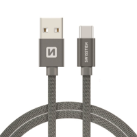 Swissten USB-C naar USB-A Kabel 1.2M Grijs - thumbnail