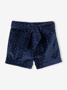 Meisjesshort van glad fluweel marineblauw